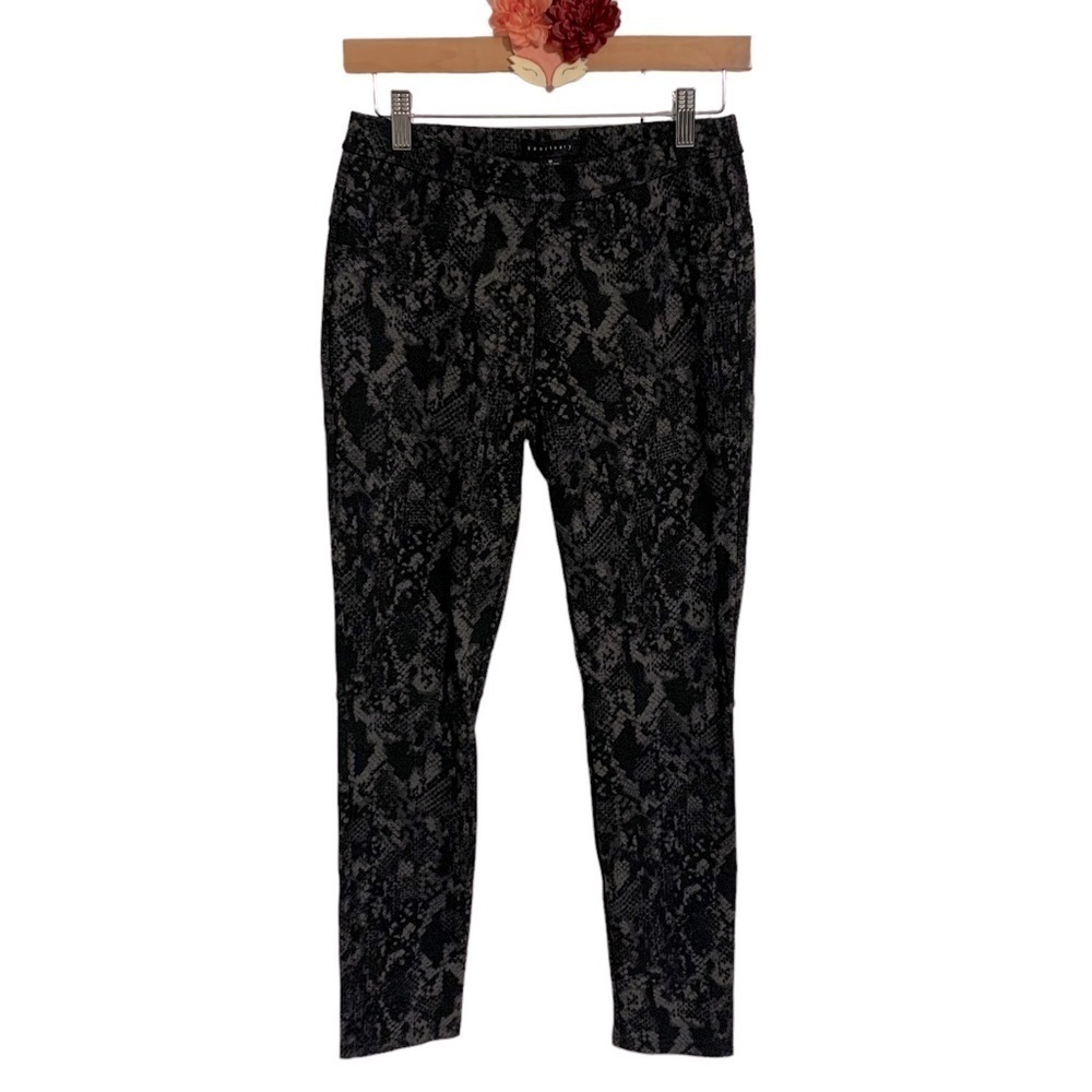 Sanctuary pants black gray snake print ponte knit skinny seamed legging medium